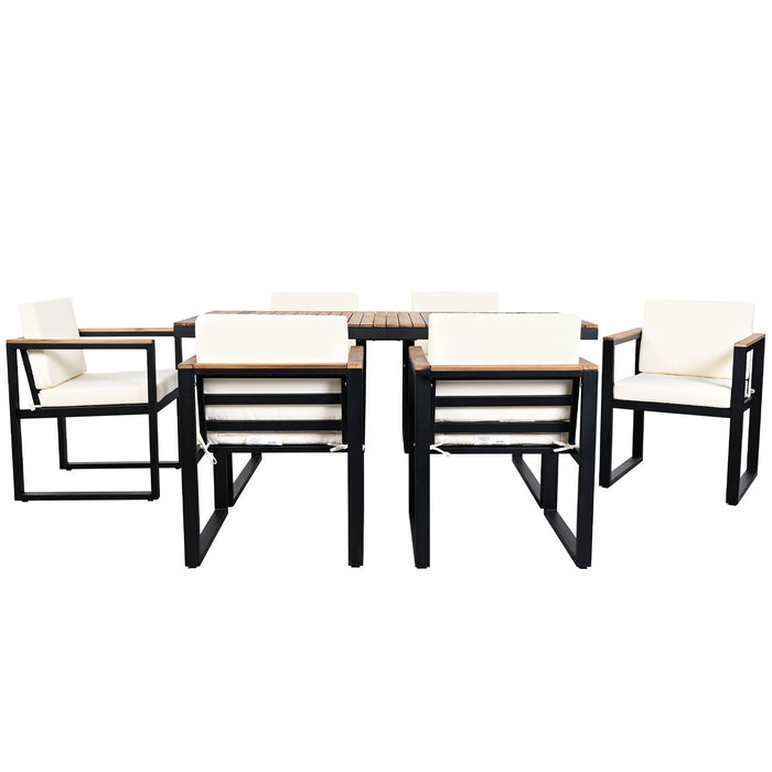 7 Pieces Outdoor Dining Set Patio Dining Table And Chair Set With And Removable Cushions For Patio