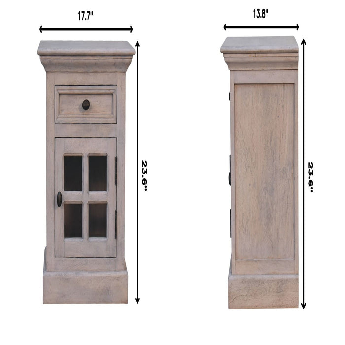 Glazed Bedside Table - Stone White