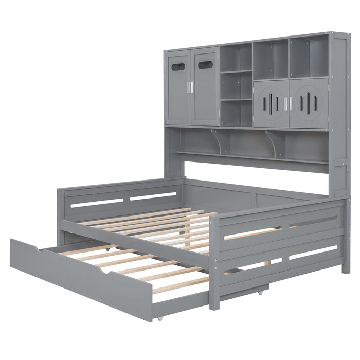 Daybed With All-In-One Cabinet And Shelf