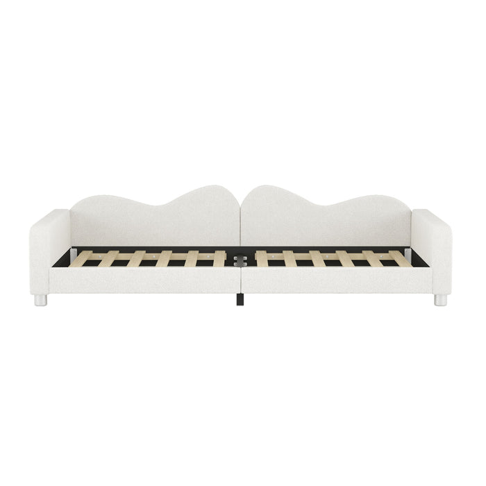 Upholstered Daybed, Sherpa Fabric Sofabed With Cloud-Shaped Backrest