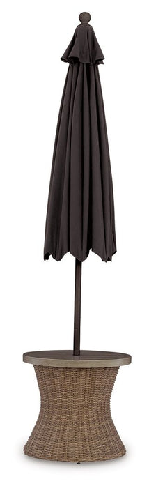 Laguna Heights - Round End Table With Umbrella Option - Beige