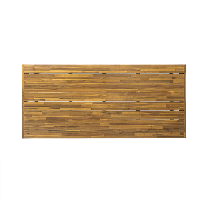 Acacia Wood Patio Dining Table, 69"L Rectangle Outdoor Table - Teak / Black