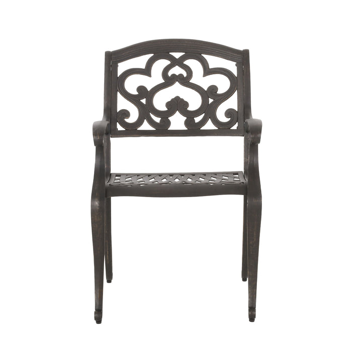 Cast Aluminum Dining Chair With Hand Crafted Details - Copper