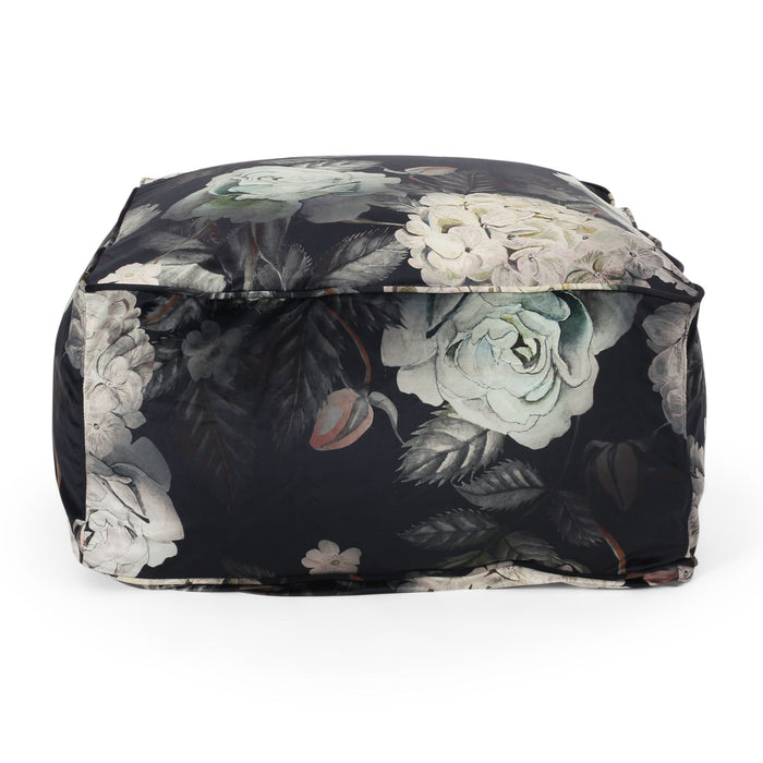 Hazel - Large Square Pouf With Flower Print