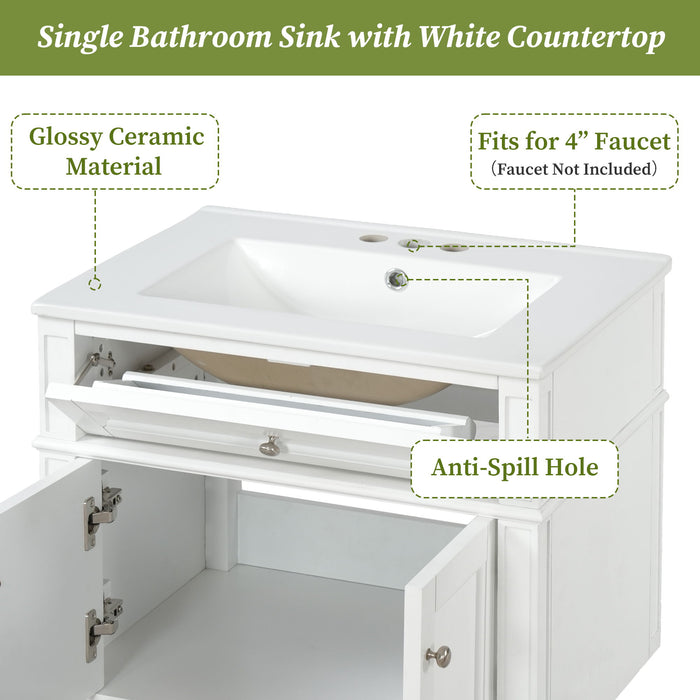 Wall Mounted Bathroom Vanity With Tip Out Drawer And Open Back Design