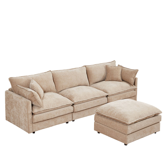 Modular L-Shaped Sectional Sofa With Movable Ottoman