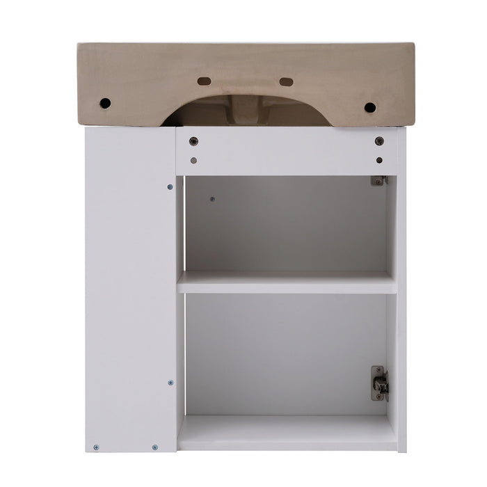 Modern Floating Bathroom Vanity With Ceramic Basin Perfect For Small Bathrooms