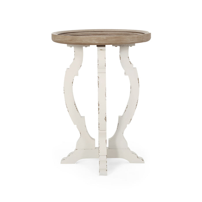 French Country Style Accent Table With Hourglass Design
