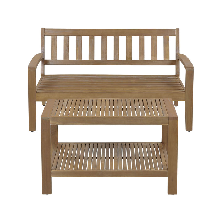 2 Piece Outdoor Conversation Set (Loveseat & Coffee Table With Water-Resistant Cushions)