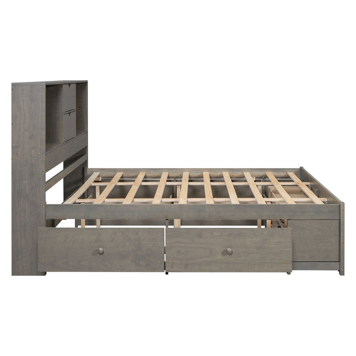 Platform Bed With Storage Headboard And 8 Drawers