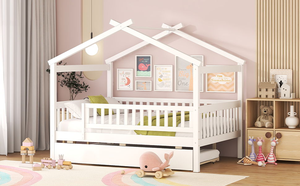 Creativity House Bed With Twin Size Trundle