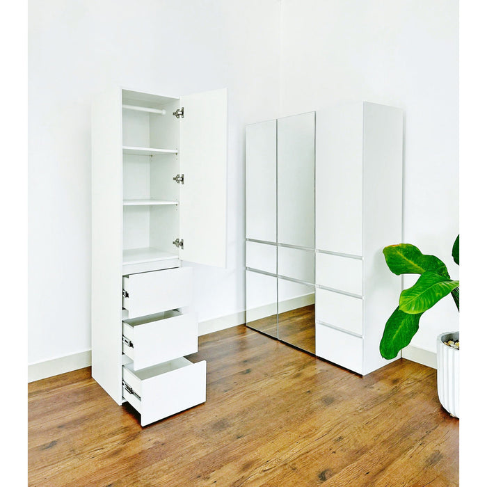 Elise - Slim Modular Wood Closet Cabinet With Drawers In Durable Melamine And Wood 71" Height - White