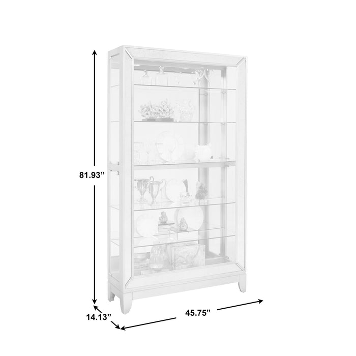 PFC Curios - Antique Style 5 Shelf Mirrored Curio Cabinet - Aged Silver