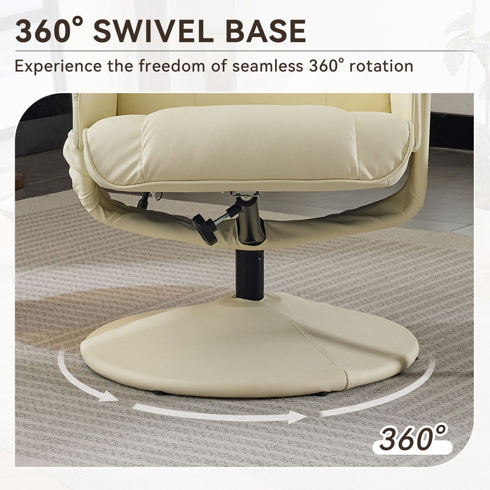 360° Swivel Reclining Chair With Wrapped Base, 5 Point Vibration Massage