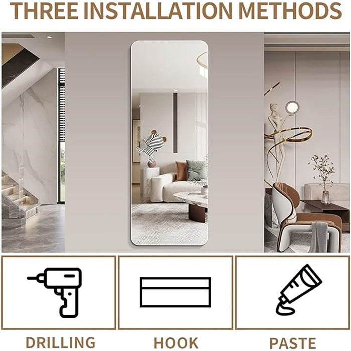 Modern Frameless Full Body Mirror With Explosion Proof Glass - Clear
