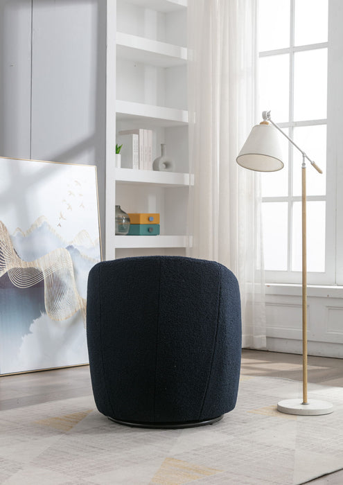 Teddy Fabric Swivel Accent Armchair Barrel Chair With Powder Coating Metal Ring