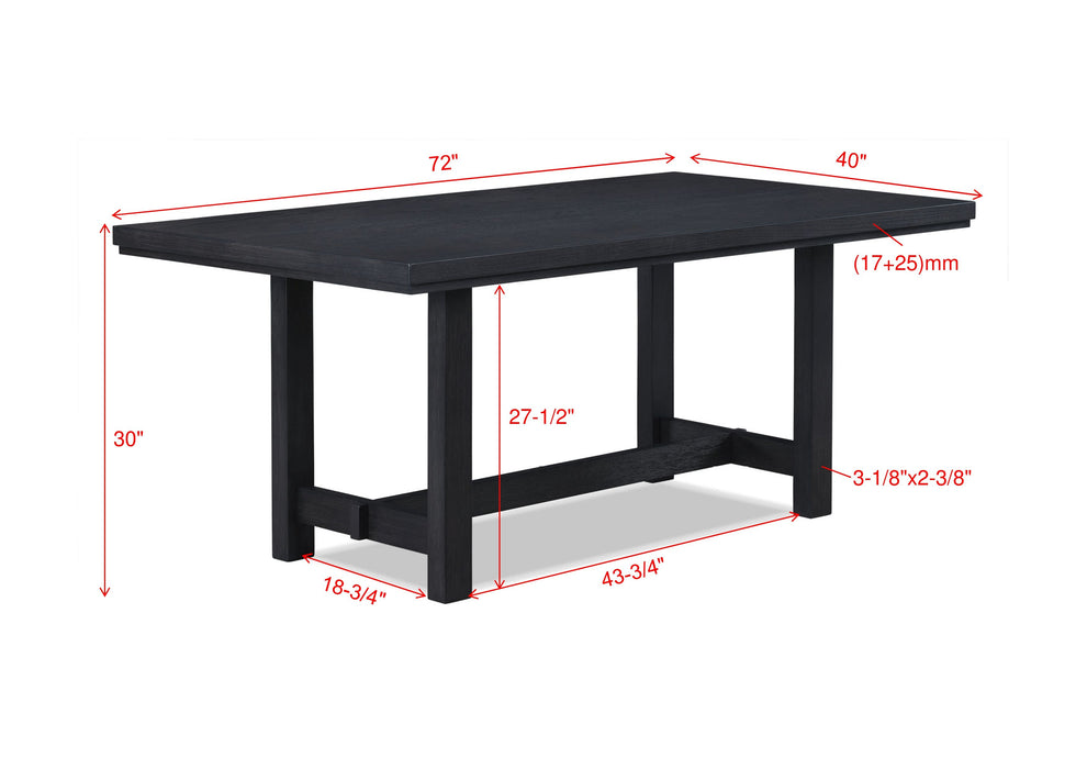 Contemporary Transitional Style Dining Rectangular Trestle Table Black Finish Dining Room Solid Wood Wooden Furniture Standard Height