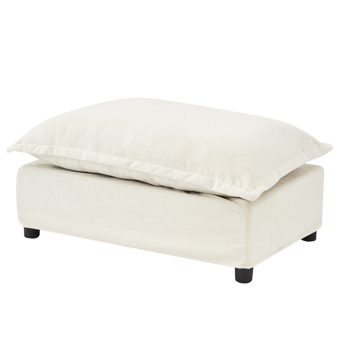 Modern Cozy Upholstered Armchair Sofa With Movable Ottoman