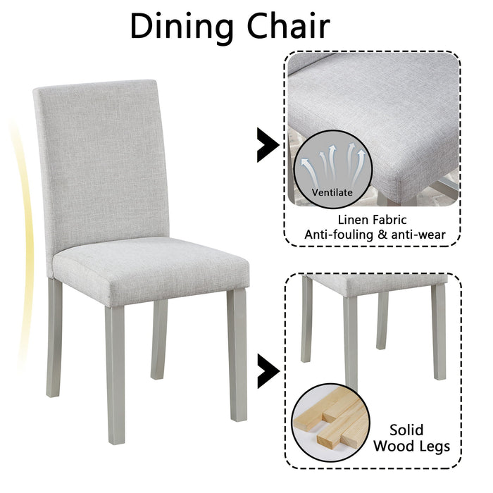 Dining Table Set With Crystal Decoration And Upholstered Chairs