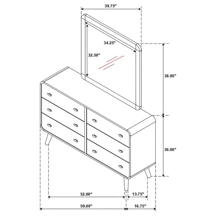 Robyn - 6-Drawer Bedroom Dresser And Mirror