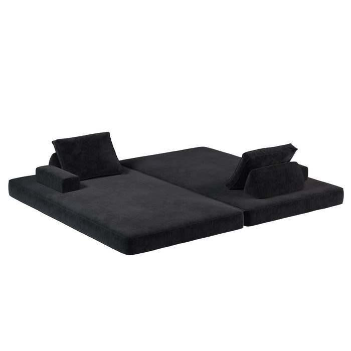 Multifunctional Convertible Sofa Bed With 2 Tumbler Backrests And 2 Pillows, Deep Seat Couch