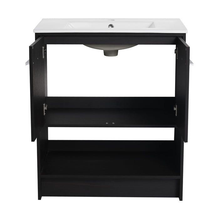 Modern Bathroom Vanity With Ceramic Sink, Freestanding Cabinet, Soft Closing Doors