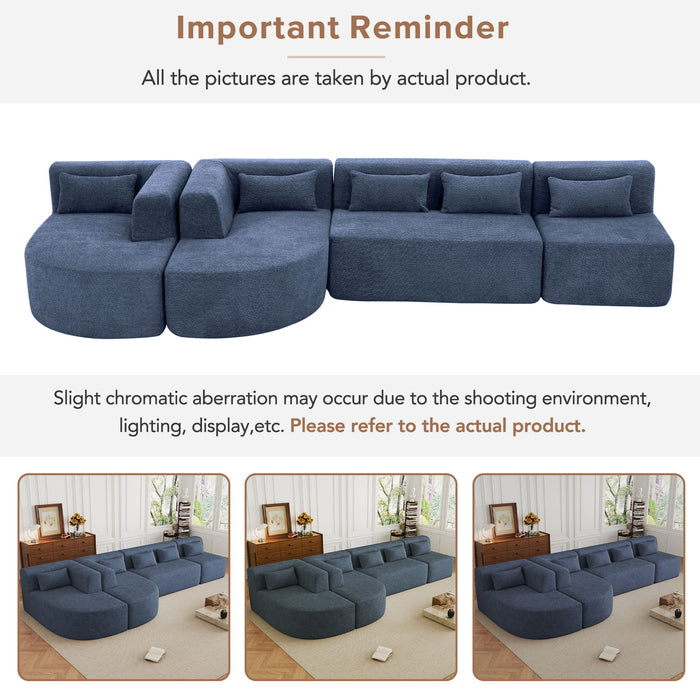 Upholstered Sofa Free Combined Sofa Couch With 2 Chaise Lounge And Five Back Pillows For Living Room