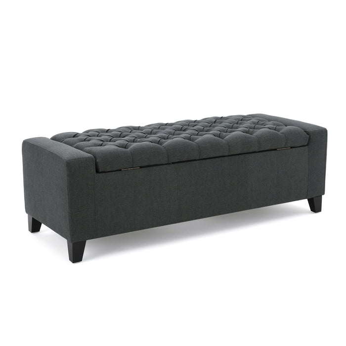 Contemporary Storage Ottoman With Tufted Top - Dark Gray