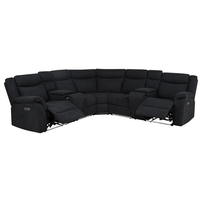 Hagen Upholstered Power Reclining Sectional Sofa Steel Grey