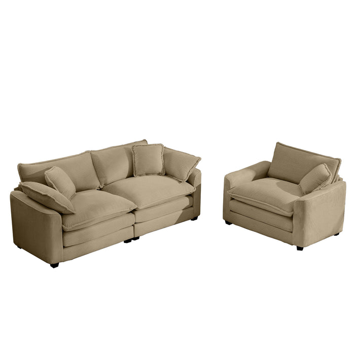 Elegant Corduroy Oversized Sectional Sofa Set With Deep Seats And Flexible Layout