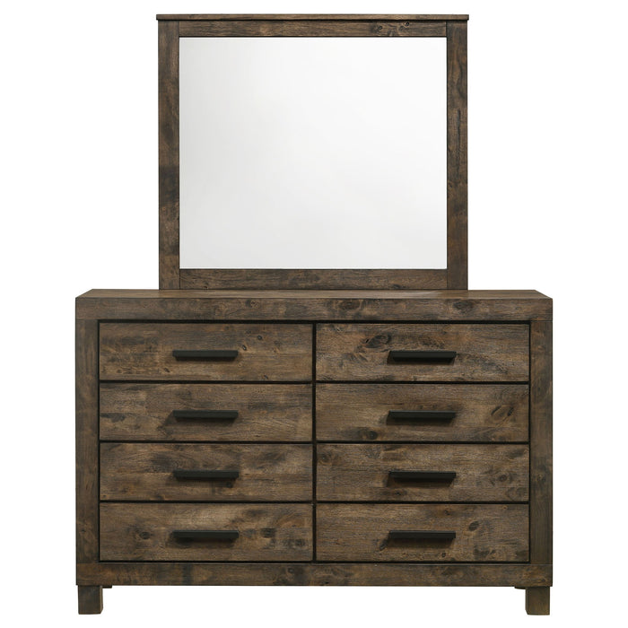 Bren - 8 Drawer Dresser With Mirror - Rustic Brown