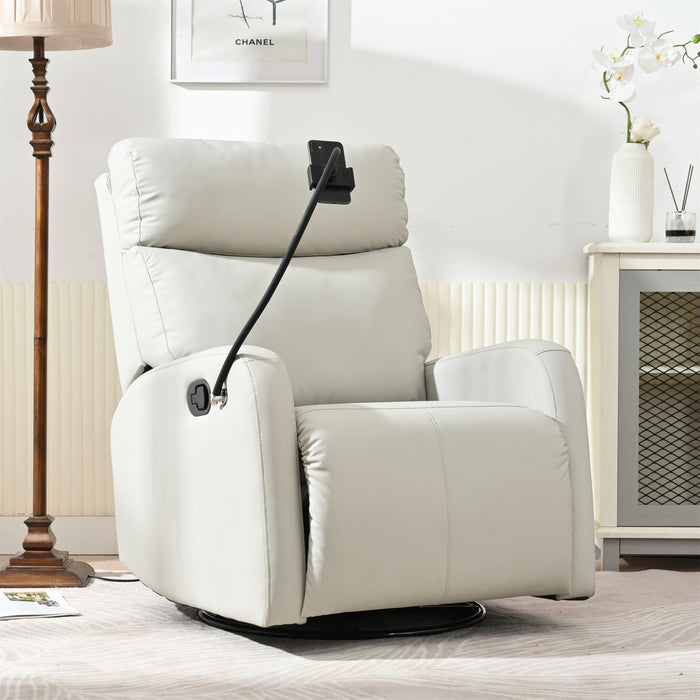 Rocking Recliner Chair, 360 Degree Swivel Nursery Rocking Chair, Glider Chair, Modern Small Rocking Swivel Recliner Chair For Bedroom, Living Room Chair Home Theater Seat, Phone Holder - Light Gray