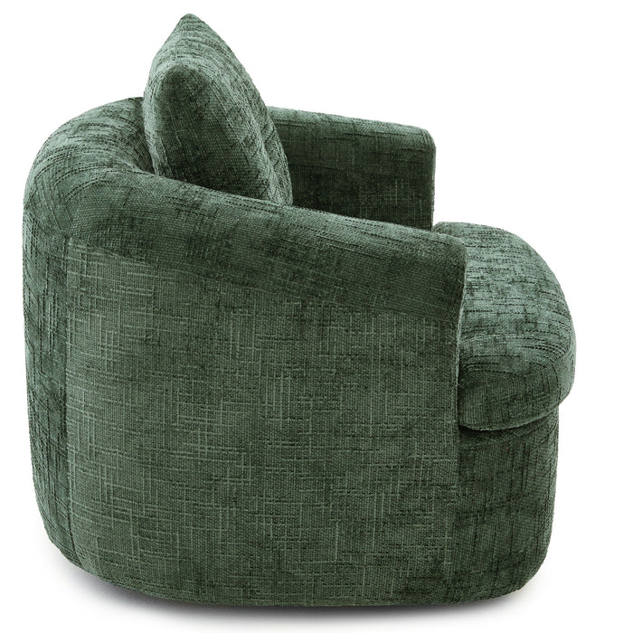 Modern Swivel Barrel Chair With Dual-Layer Cushion