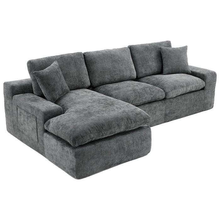 Cloud Sectional Sofa With Double Layer Cushion And Side Pockets, Free-Combined