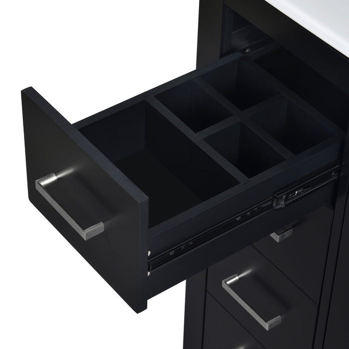 Ceramic Sink Combo, Freestanding Vanity Set With 3 Drawers & Soft Closing Doors