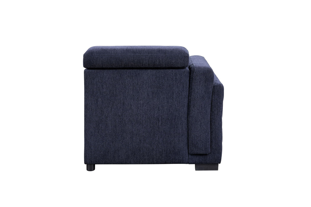 Nekoda - Sectional Sofa With Storage & Ottoman - Navy Blue Fabric