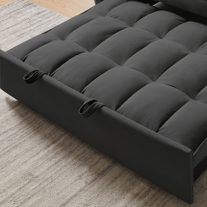 Modern Velvet Convertible Loveseat Futon Sofa With Pullout Bed, Reclining Backrest