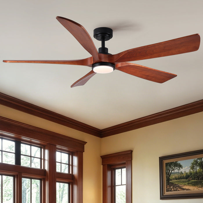 Ceiling Fan With Light And Remote Control, Noiseless, Dimmable, 6 Speeds Reversible For Indoor Or Covered Outdoor Use - Matte Black