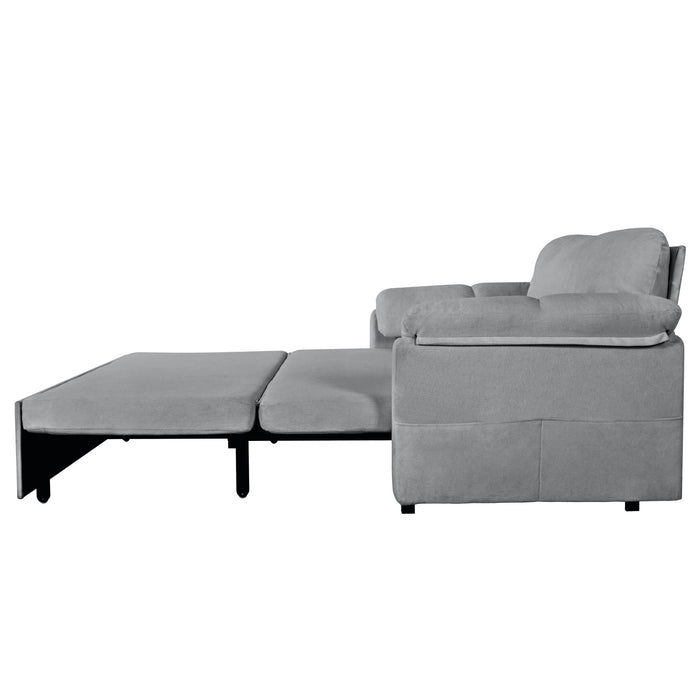 Modern Convertible Sleeper Sofa Bed With Pull-Out Queen Design, Side Storage & Thick Cushions