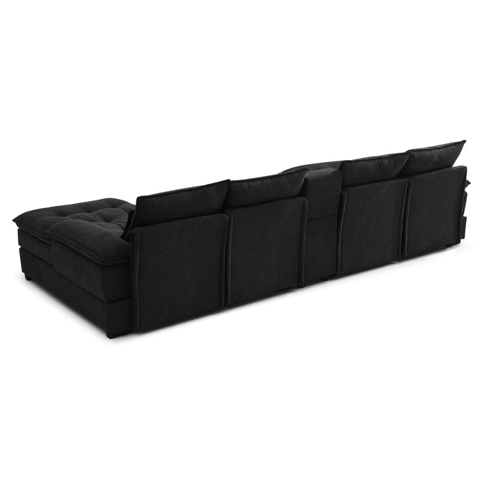 Contemporary U Shaped Sofa With Console And Cupholders