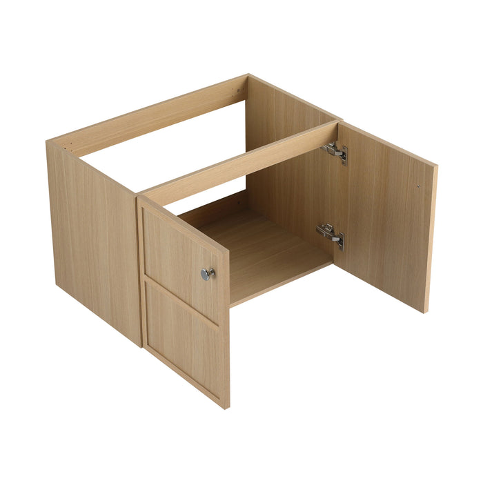 Wall Mounted Bathroom Vanity With Ceramic Sink And 2 Soft Closing Doors