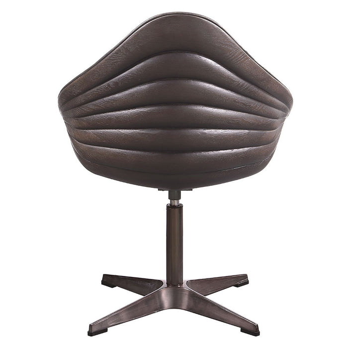 Pipino - Accent Chair With Swivel - Antique Ebony Top Grain Leather