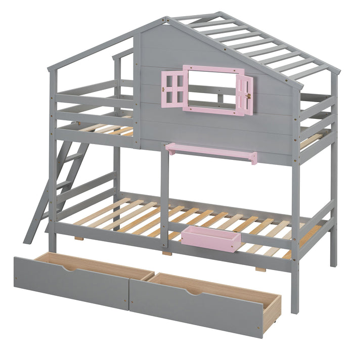 Bunk Bed With Playhouse Roof And Window