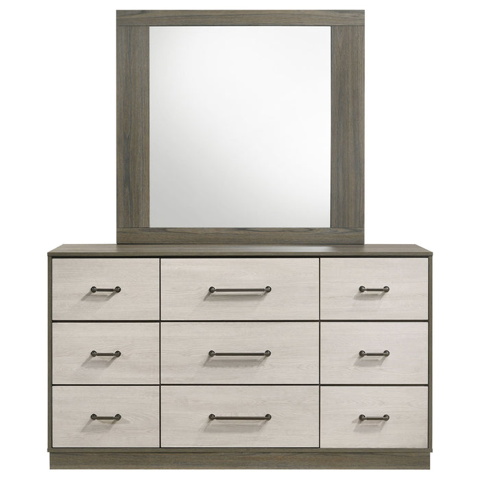 Edmondson - 9 Drawer Dresser With Mirror - Natural / Gray