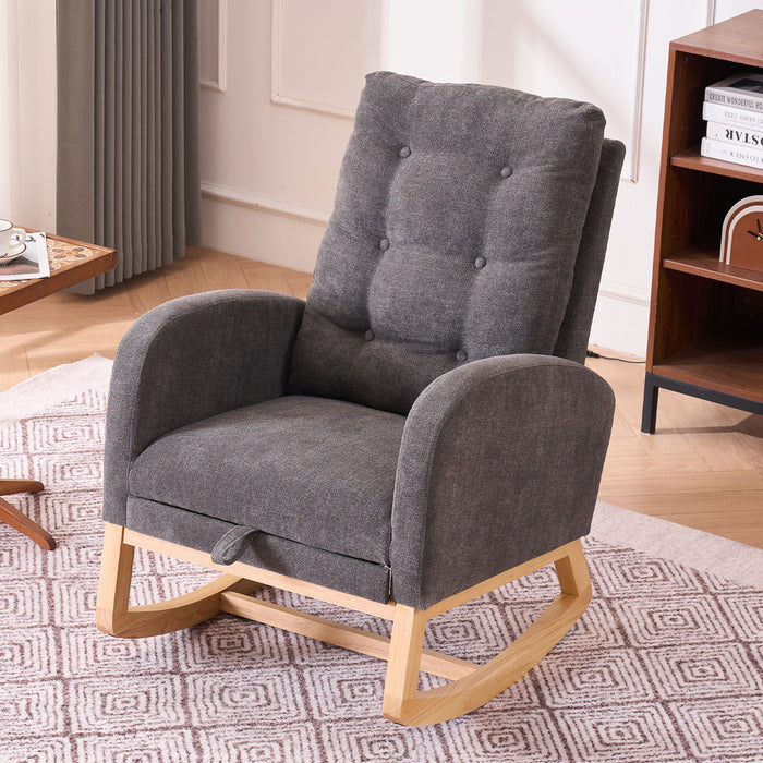 Accent Rocking Chair With Footrest, High Back