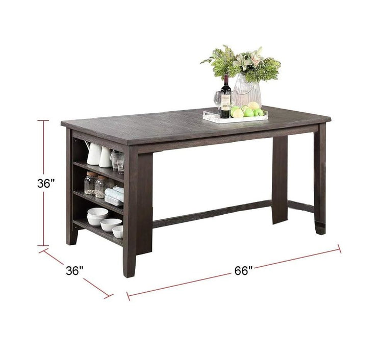Modern Casual Counter Height High Dining Table Width Storage Shelves Wooden Rustic Espresso Kitchen Breakfast Table Dining Room Furniture