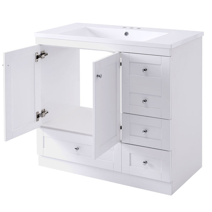 Shaker Free Standing Bathroom Vanity Cabinet With Sink, Soft Close Drawers, Soft Close Doors