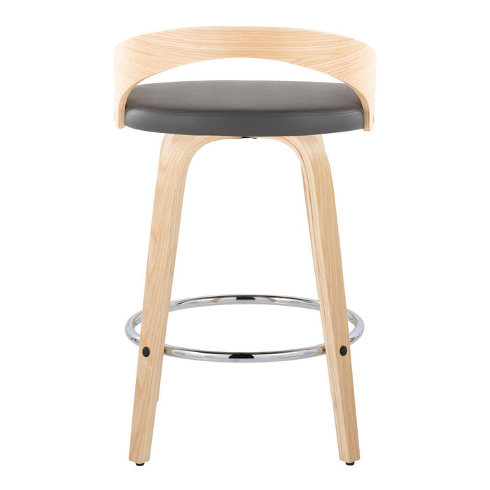 Grotto - Contemporary Fixed Height Counter Stool With Swivel With Round Footrest (Set of 2)