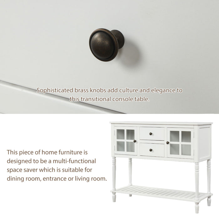 Hearth & Haven Stella Buffet Storage Cabinet With Bottom Shelf, White