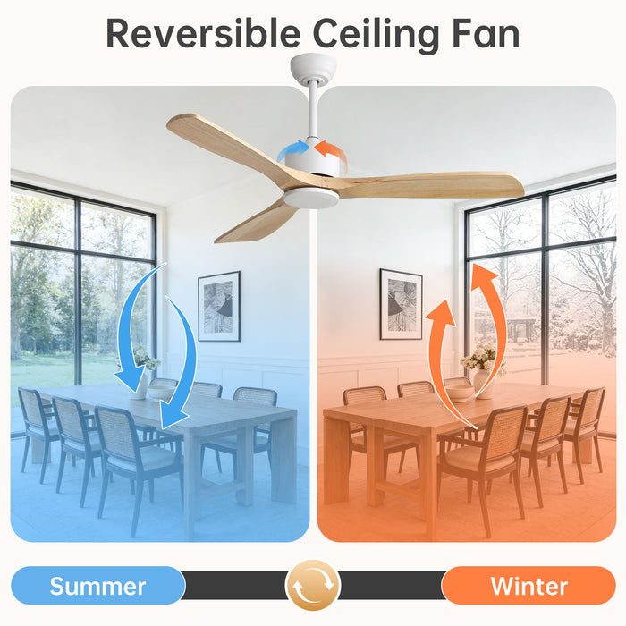 52" All Ceiling Fan With DC Reversible Motor, 3 Blades
